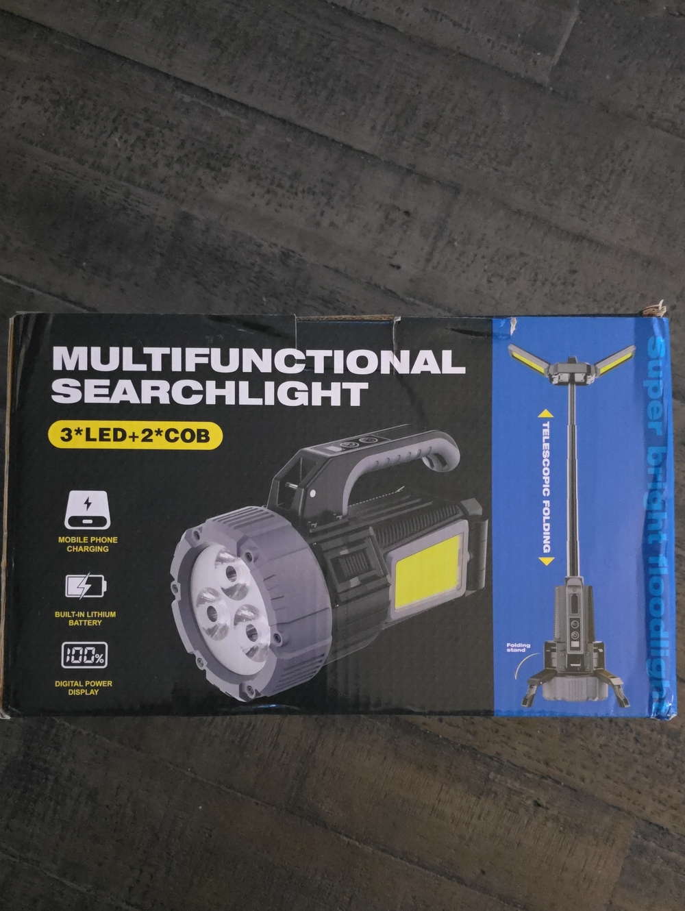 Multifunctional Searchlight Portable LED Spotlight - Black/Yellow